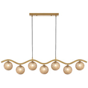 ORTON 7xG9 Antique Gold with Amber Tear Glass Ball 1150mm Pendant