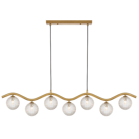 ORTON 7xG9 Antique Gold with Clear Prism Glass Ball 1150mm Pendant