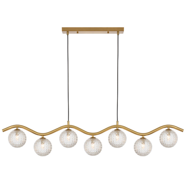 ORTON 7xG9 Antique Gold with Clear Prism Glass Ball 1150mm Pendant