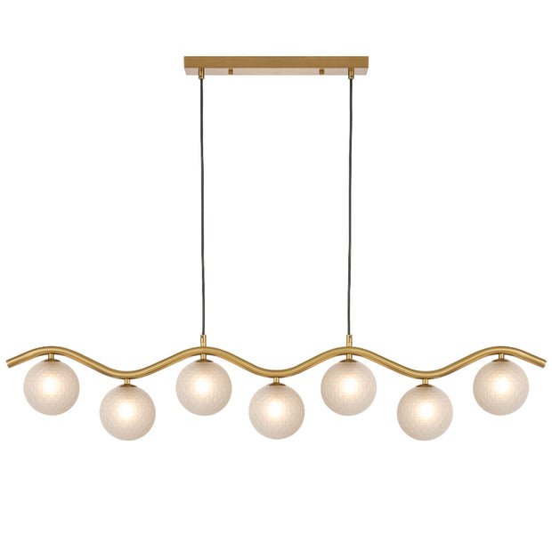 ORTON 7xG9 Antique Gold with Frost Tear Glass Ball 1150mm Pendant
