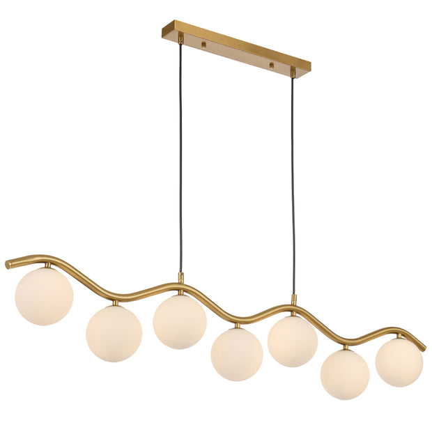 ORTON 7xG9 Antique Gold with Opal Matt Glass Ball 1150mm Pendant