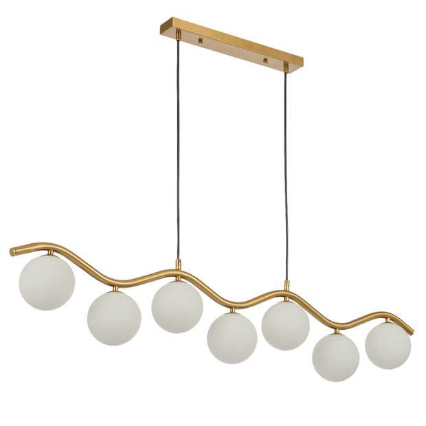 ORTON 7xG9 Antique Gold with Opal Matt Glass Ball 1150mm Pendant