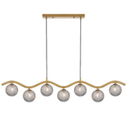 ORTON 7xG9 Antique Gold with Smoke Tear Glass Ball 1150mm Pendant
