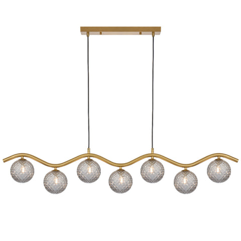 ORTON 7xG9 Antique Gold with Smoke Tear Glass Ball 1150mm Pendant