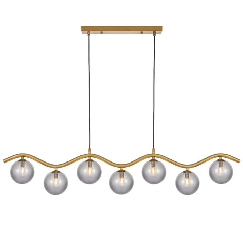 ORTON 7xG9 Antique Gold with Smoke Glass Ball 1150mm Pendant