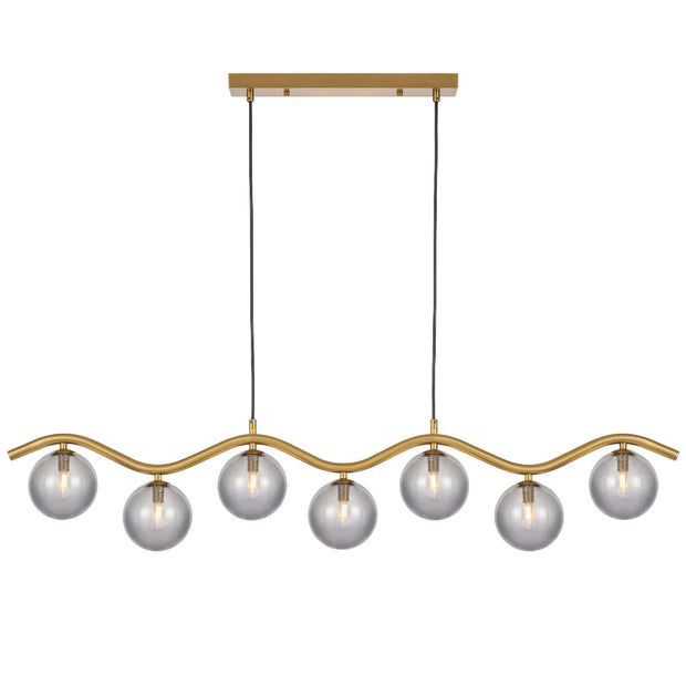 ORTON 7xG9 Antique Gold with Smoke Glass Ball 1150mm Pendant