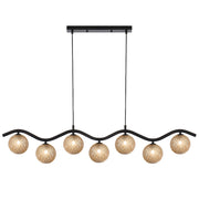ORTON 7xG9 Black with Amber Tear Glass Ball 1150mm Pendant