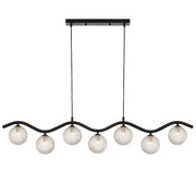 ORTON 7xG9 Black with Clear Prism Glass Ball 1150mm Pendant