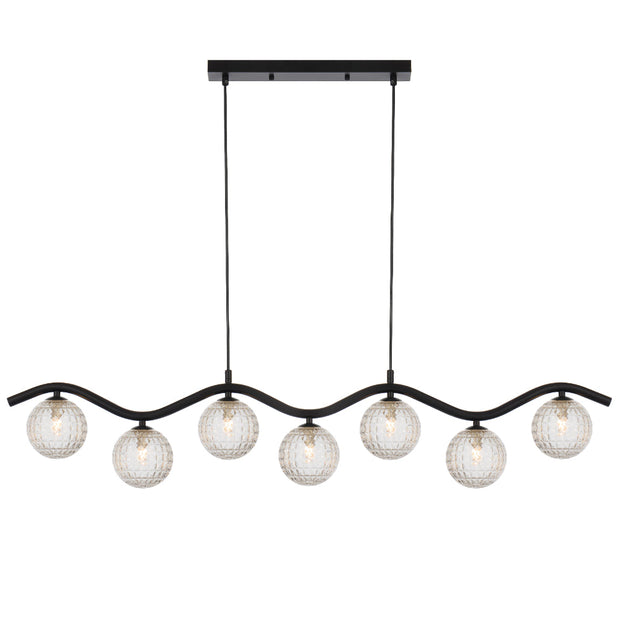 ORTON 7xG9 Black with Clear Prism Glass Ball 1150mm Pendant
