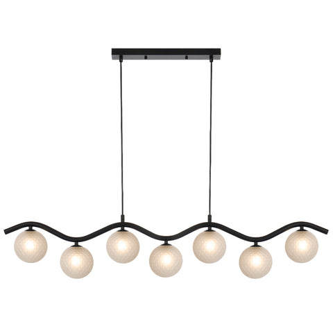 ORTON 7xG9 Black with Frost Tear Glass Ball 1150mm Pendant