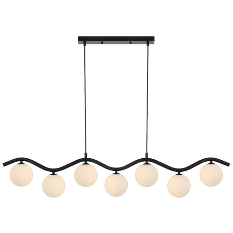 ORTON 7xG9 Black with Opal Matt Glass Ball 1150mm Pendant