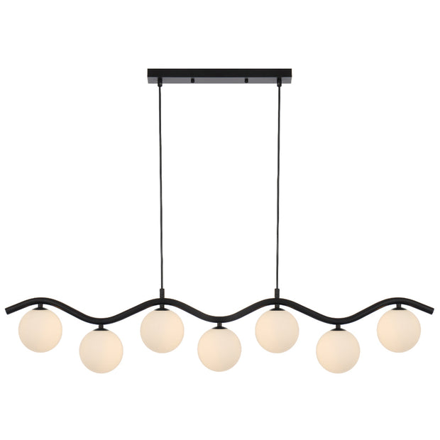 ORTON 7xG9 Black with Opal Matt Glass Ball 1150mm Pendant