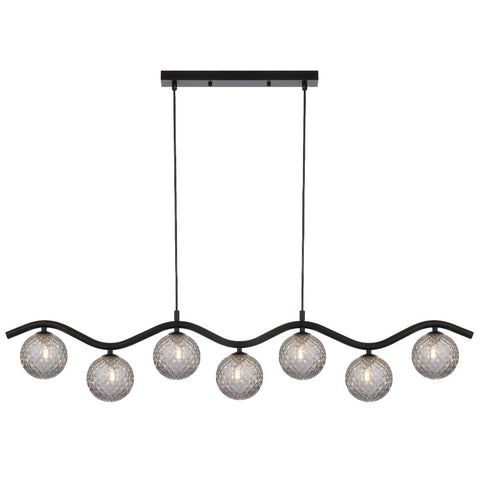 ORTON 7xG9 Black with Smoke Tear Glass Ball 1150mm Pendant