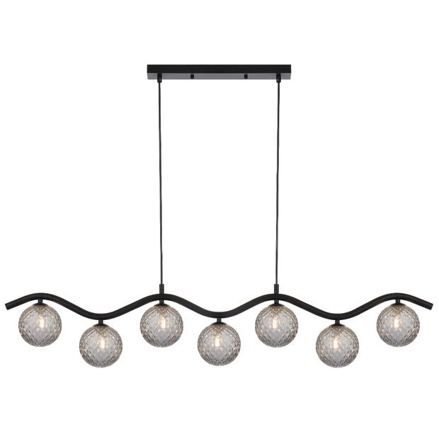 ORTON 7xG9 Black with Smoke Tear Glass Ball 1150mm Pendant