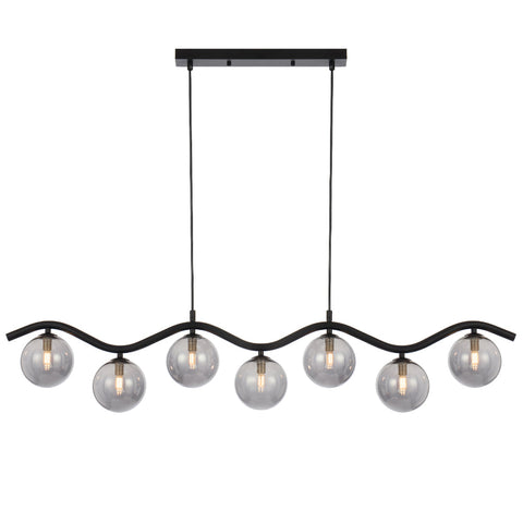 ORTON 7xG9 Black with Smoke Glass Ball 1150mm Pendant