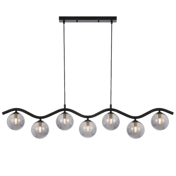 ORTON 7xG9 Black with Smoke Glass Ball 1150mm Pendant