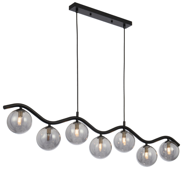 ORTON 7xG9 Black with Smoke Glass Ball 1150mm Pendant