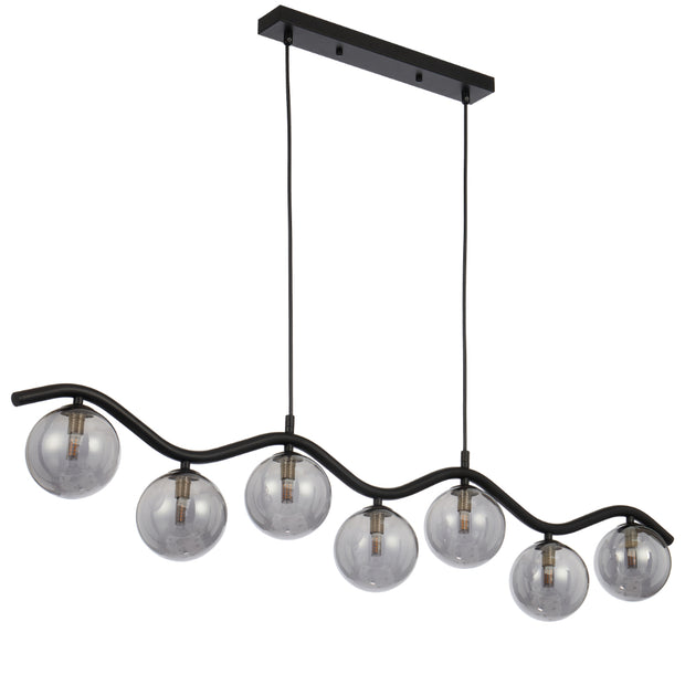 ORTON 7xG9 Black with Smoke Glass Ball 1150mm Pendant
