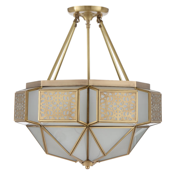 Overton 6 Light CTC Pendant Brass and Frosted Glass