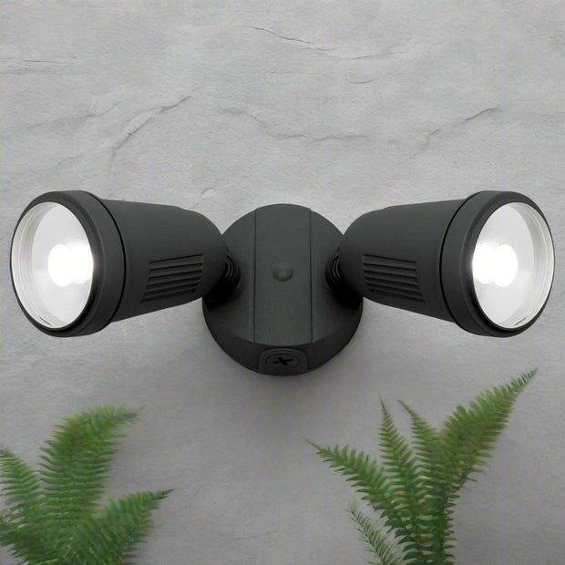 Otto II 2x12w LED Twin Exterior Floodlight Black