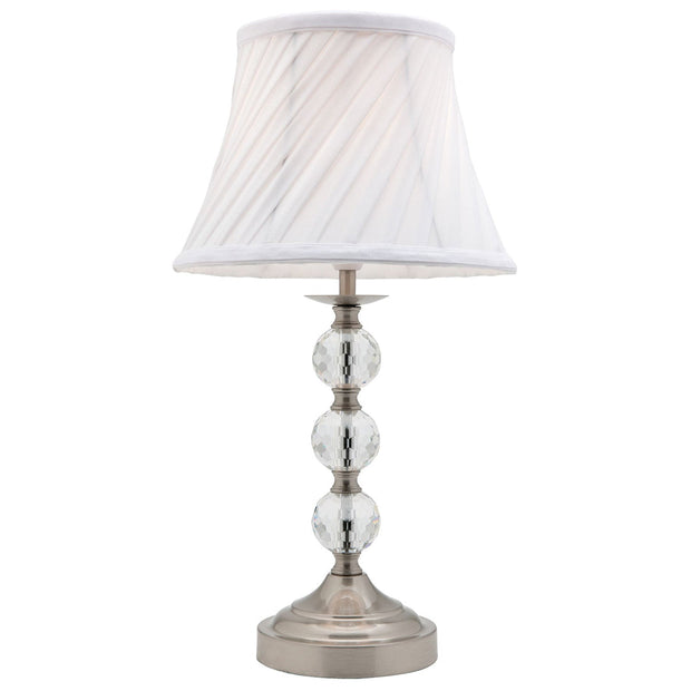 Owen Touch Lamp Brushed Chrome White Shade