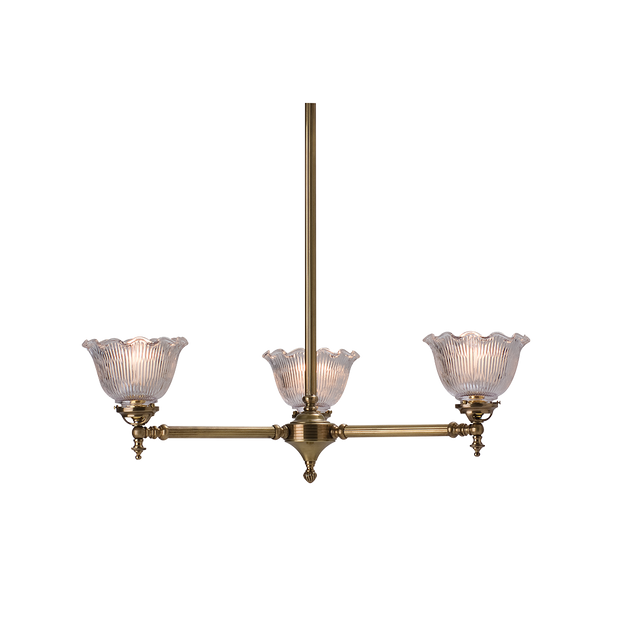 P8F2-3G2GS-OB+S8044-6 Lindfield 3lt Pendant with Fluted Glass Shades