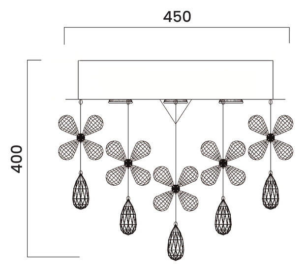 PARADIS 7 Light Chrome and Glass GU10 45CM CTC
