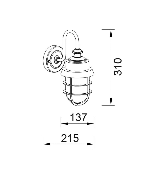 Parol IP44 Cylinder Wall Light Black Cage with Glass