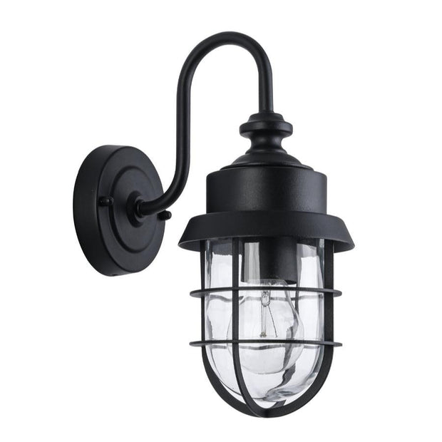 Parol IP44 Cylinder Wall Light Black Cage with Glass