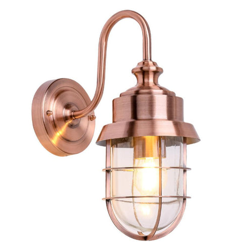 Parol IP44 Cylinder Wall Light 304SS Electroplated Copper Cage with Glass