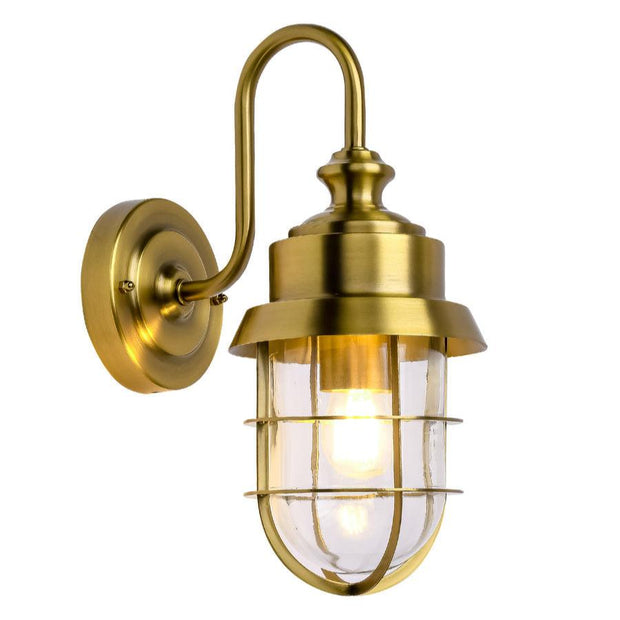 Parol IP44 Cylinder Wall Light 304SS Electroplated Brass Cage with Glass