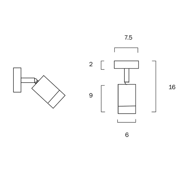 PEAK GU10 IP54 White Single Adjustable Wall Light