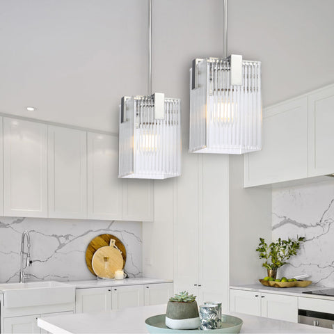 Pelion 1lt Pendant Chrome with Clear Glass