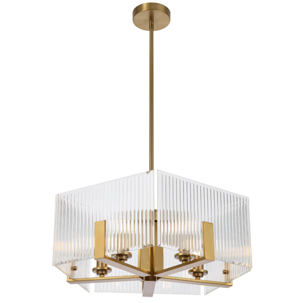 Pelion 5lt Pendant Antique Gold with Clear Glass