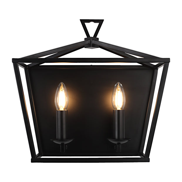 Perigan 2 Light Black E14 Wall Light