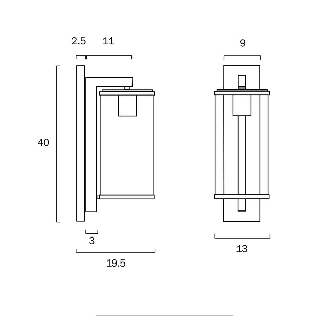 Perova Small IP43 Wall Light Black and Clear