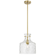Perron 1LT Pendant E27 Antique Gold / Clear Water Streak