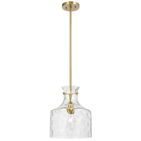 Perron 1LT Pendant E27 Antique Gold / Clear Water Streak