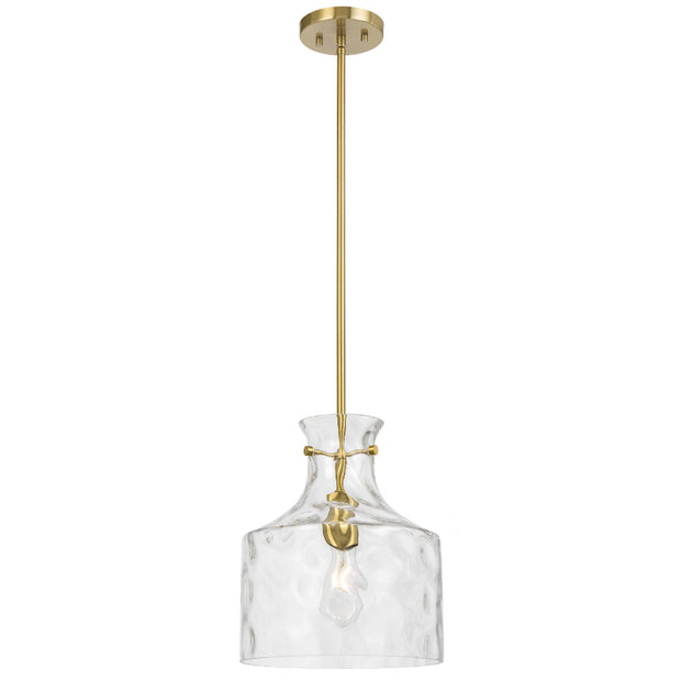 Perron 1LT Pendant E27 Antique Gold / Clear Water Streak