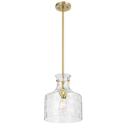 Perron 1LT Pendant E27 Antique Gold / Clear Water Streak