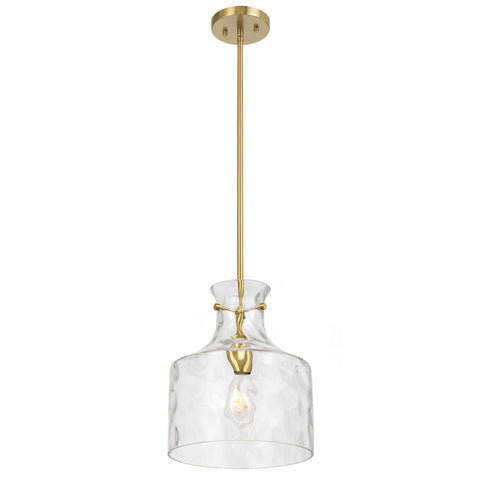 Perron 1LT Pendant E27 Antique Gold / Clear Water Streak