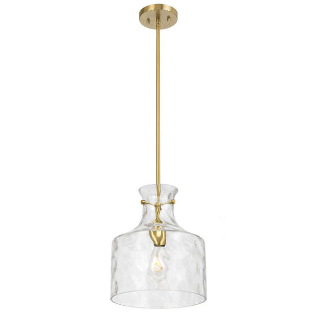 Perron 1LT Pendant E27 Antique Gold / Clear Water Streak