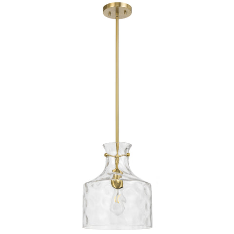 Perron 1LT Pendant E27 Antique Gold / Clear Water Streak