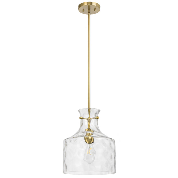 Perron 1LT Pendant E27 Antique Gold / Clear Water Streak