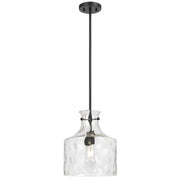 Perron 1LT Pendant E27 Black Matt / Clear Water Streak