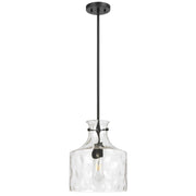 Perron 1LT Pendant E27 Black Matt / Clear Water Streak