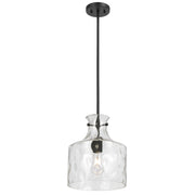 Perron 1LT Pendant E27 Black Matt / Clear Water Streak