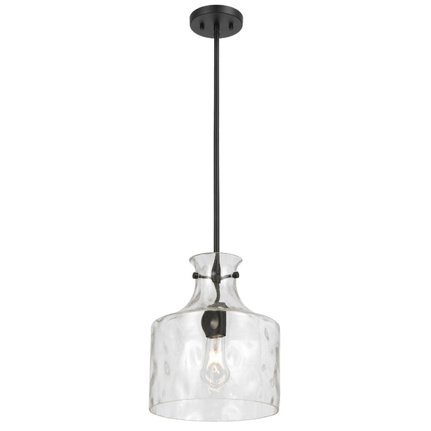 Perron 1LT Pendant E27 Black Matt / Clear Water Streak
