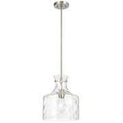 Perron 1LT Pendant E27 Nickel Matt / Clear Water Streak