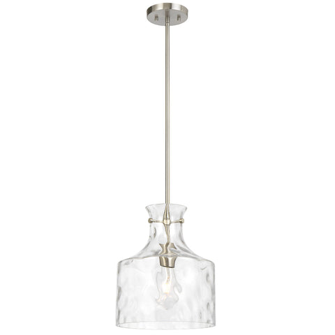 Perron 1LT Pendant E27 Nickel Matt / Clear Water Streak